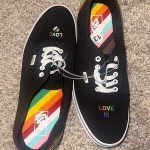 Vans Black Sneakers with Rainbow Accents